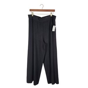 Nine West Womens Plus Size 1X‎ Black Wide Leg Knit Pull-on Pants Career Office